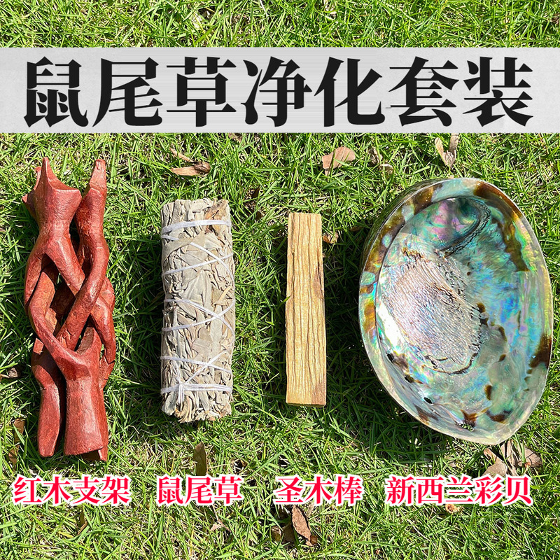 Sage purification suit Indian rosewood bracket tripod aromatherapy abalone shell holy wood stick burning container tool