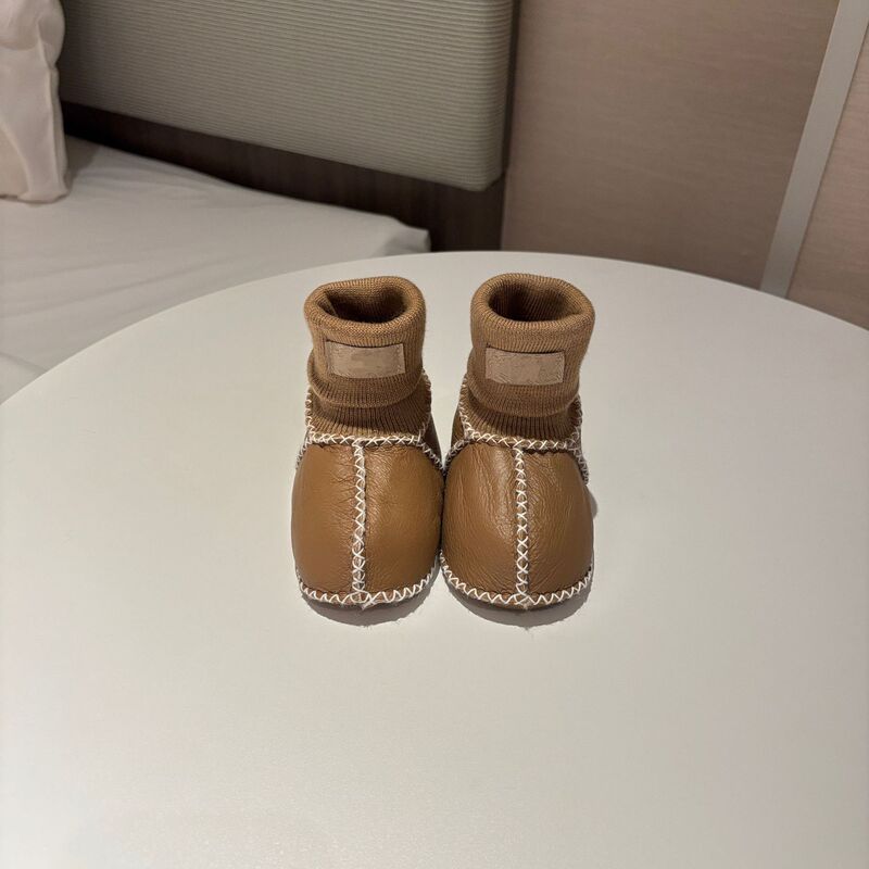 桑坡纯色羊皮毛一体宝宝棉鞋婴幼儿鞋室内步前鞋袜软底男宝女宝|undefined