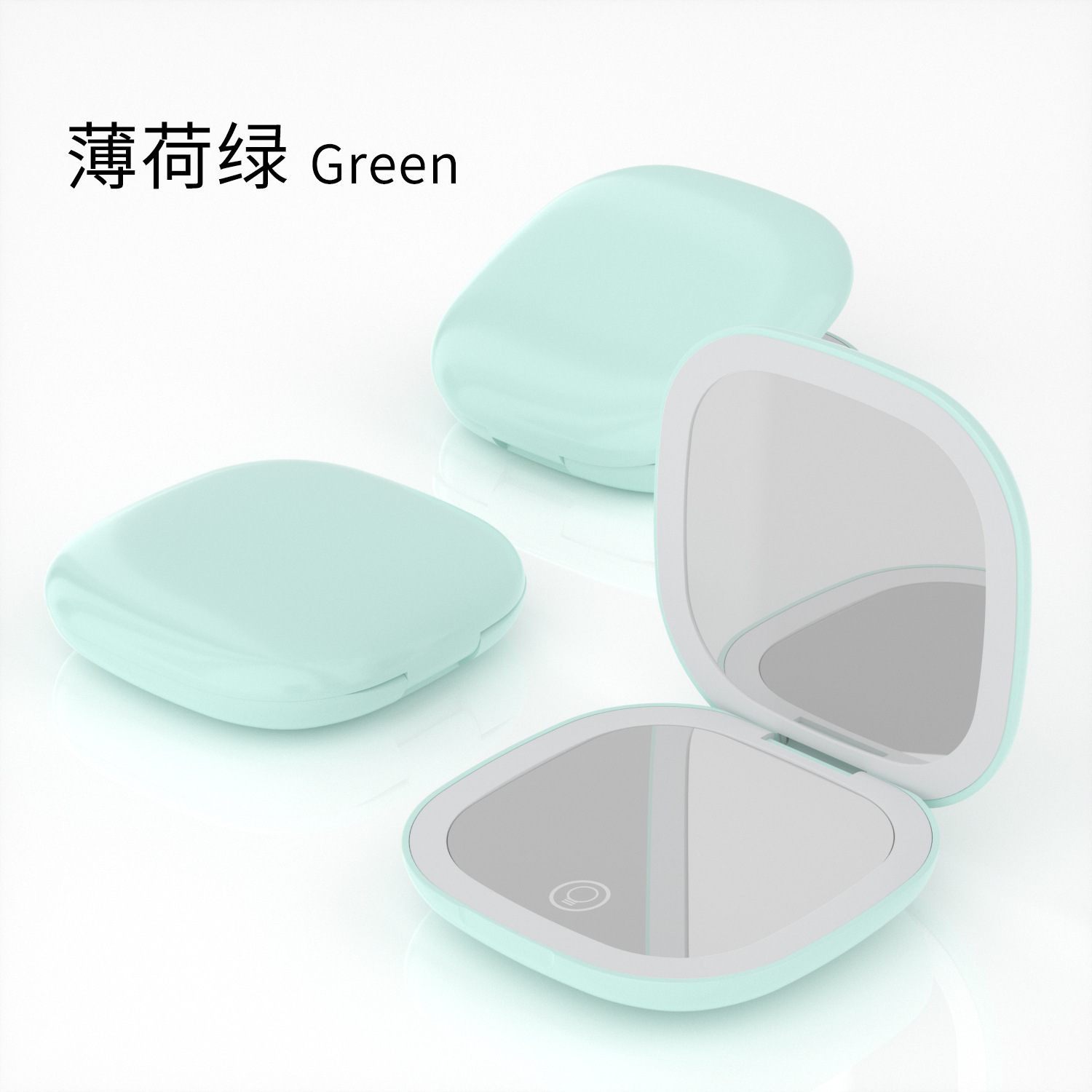 Transfronterizos portátiles luces de doble cara ampliadas led espejo de maquillaje cuadrado plegable luz portátil LED portátil de mano