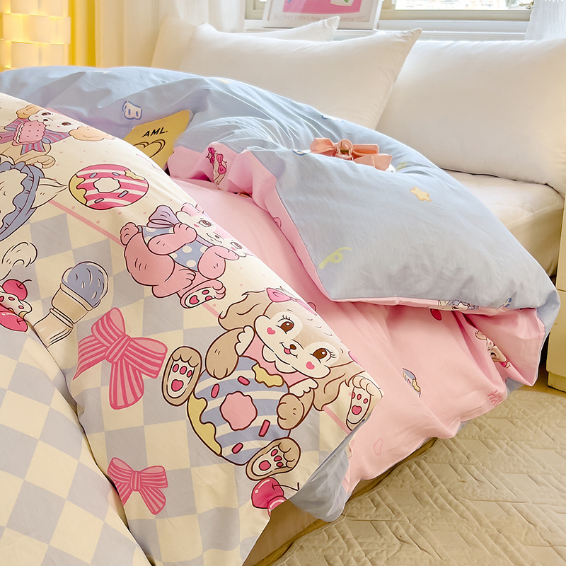 100% 純綿単品布団カバー純綿プリント単品セット学生寮幼稚園シングルツイン布団カバー代発|undefined