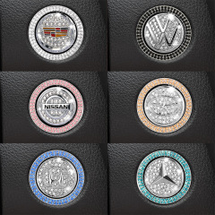 廠家直銷汽車一鍵啟動裝飾貼鑲鑽車標按鈕貼新款點火開關保護蓋貼