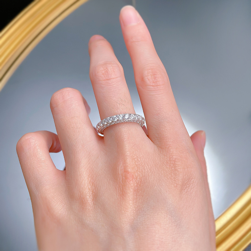 4g Weight Zircon Inlay Material Rings Classification Daily Occasion Sterling Silver Material Geometric Pattern Women's Gender Plating Design Casual, Elegant Style Sterling Silver Geometric Zircon Rings 9