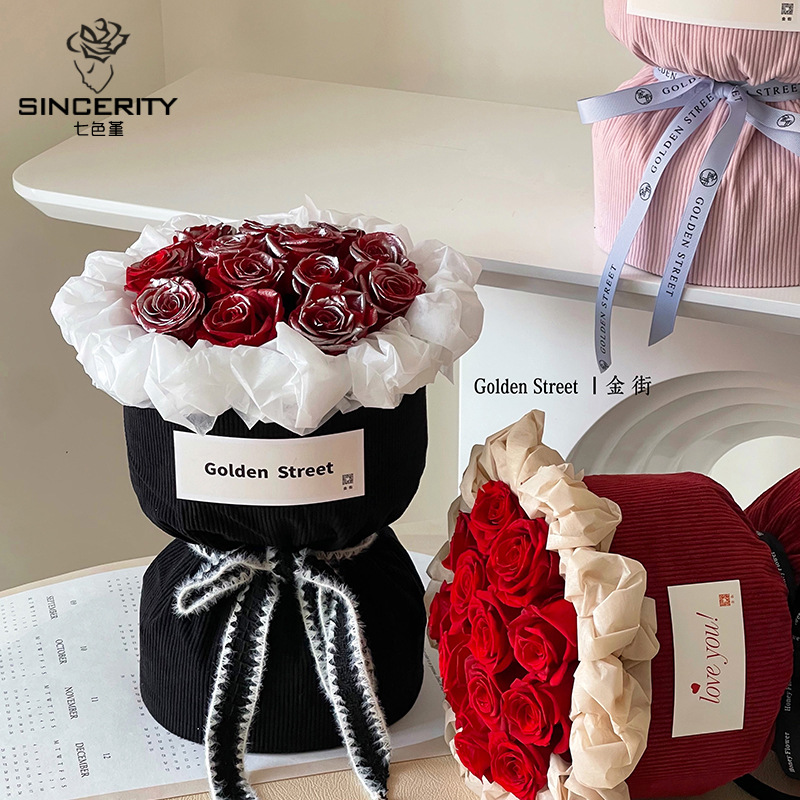 Chanel Estilo Vintage franela de seda arte red embalaje tela Rosa ramo floral bolsa flor material de embalaje