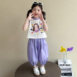 女童套裝2025新款兒童韓版背心長褲兩件套中小寶寶無袖燈籠褲夏裝