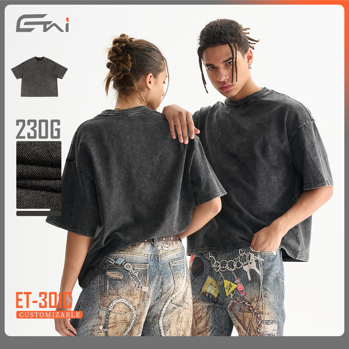 ETAI para hombre | Camiseta de manga corta de algodón de sarga de punto para hombre de la marca de moda para hombre Camiseta retro lavada de alta calidad para hombre