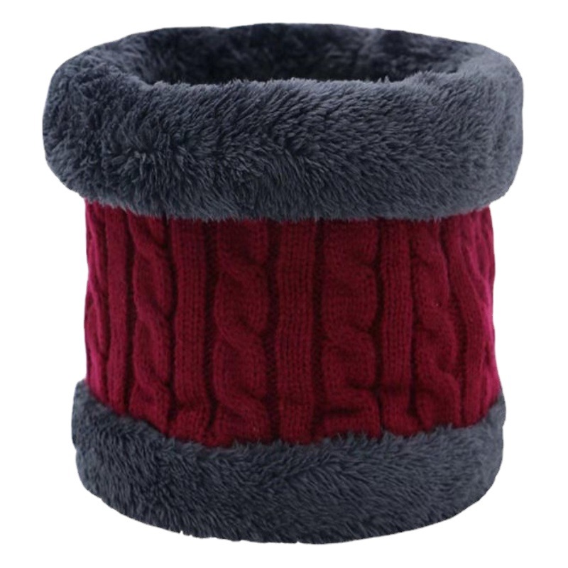 Autumn and winter scarf men's and women's thickened fleece-lined warm wool scarf cross-border wholesale outdoor versatile cycling knitted collar