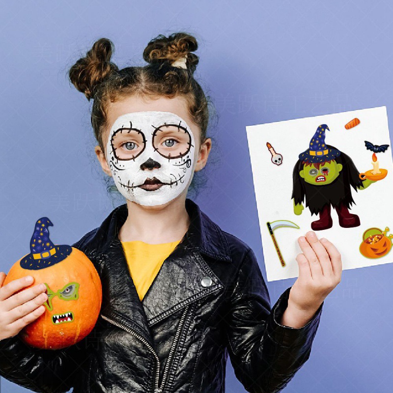 Adhesivo de bricolaje de decoración de Halloween transfronterizo Tarjeta de felicitación de vacaciones de Halloween Etiqueta engomada de decoración de cuentas a mano Suministros de decoración de regalos