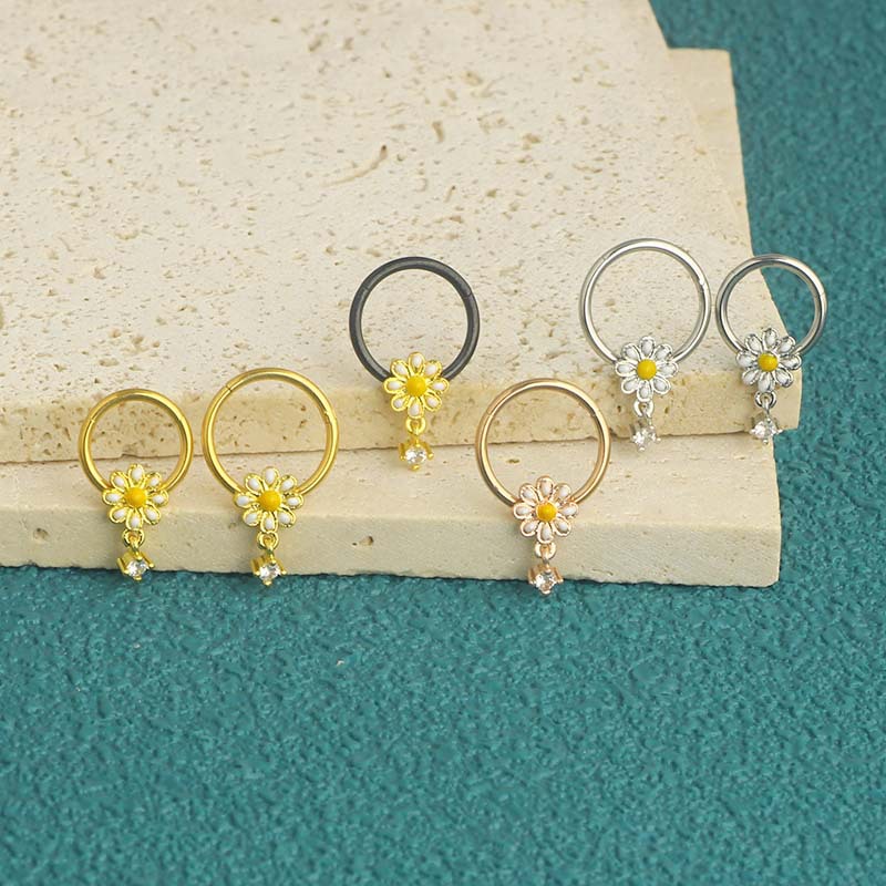 Star Flower Closed Ring Nose Ring Nose Clip Ear Bone Nail Nose Piercing Jewelry Wholesale - 316L Surgical Steel detail image 7