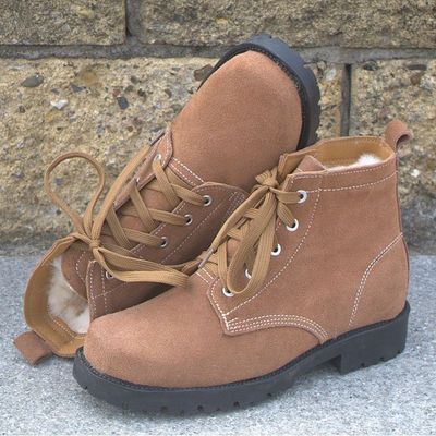 winter genuine leather Wool boots Cold proof Snow boots Welder Steel head Cotton-padded shoes thickening Gaobang Labor insurance Big head shoes keep warm