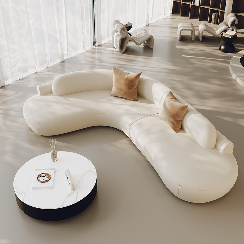 New L-shaped Corner Corner Sofa Light Luxury Advanced Arc Shaped Beauty Salon Hotel Lobby Rest Area Reception
