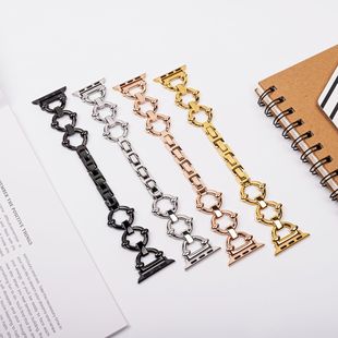 Suitable for AppleWatch Apple metal O-shaped small fragrant wind chain stainless steel strap iwatchS10SE98 strap