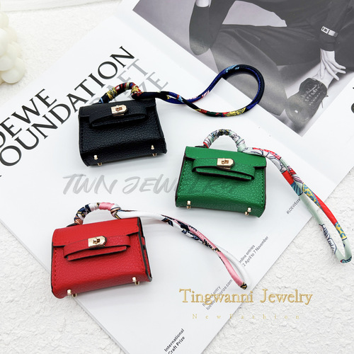 Mini Kelly Bag Charm Car Keychain Small Bag Hook Decor Cute Bag Hook Headphone Bag for Women