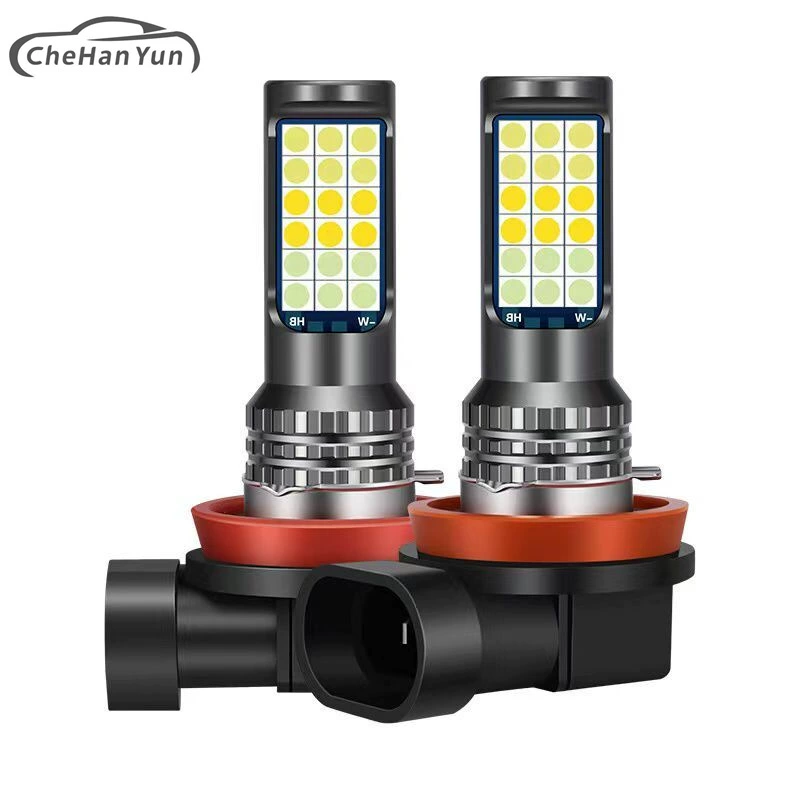 Автомобильная светодиодная зеленая лимонная передняя противотуманная фара H3H11 9006 3030-24smd яркая вспышка двухцветная Трехцветная