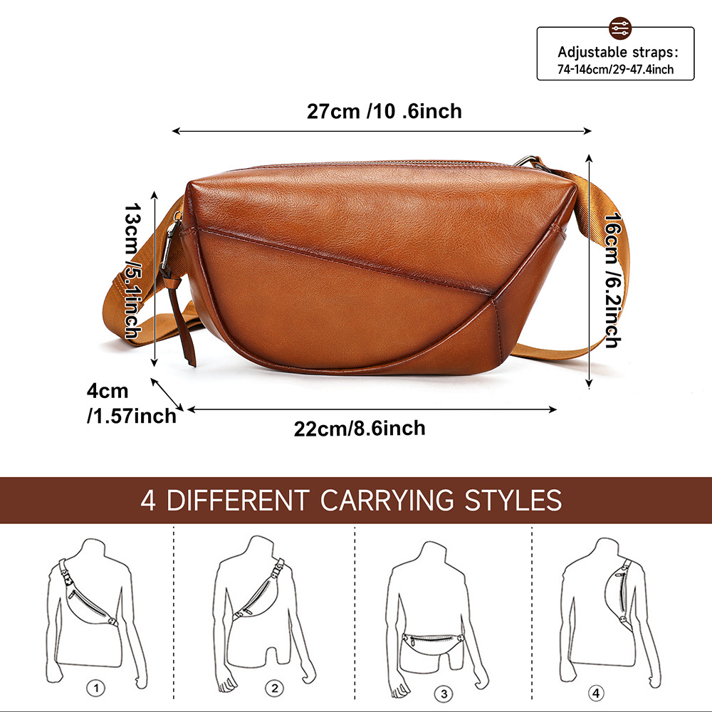 Túi đeo chéo nam da bò vintage phong cách saddle bag nhỏ gọn — Đen, Nâu cà phê xước, Cà phê, Nâu đậm