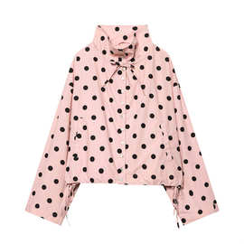 外贸女装2026春季新款欧美风休闲长袖粉色波点外套4341730