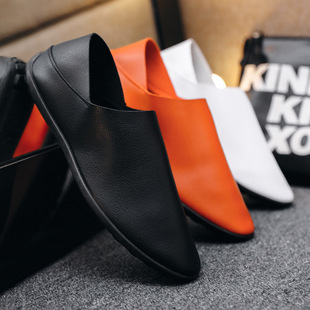 Cross-border supply wholesale spring and autumn men's casual shoes PU breathable slip-on lazy shoes soft sole shoes Bean shoes