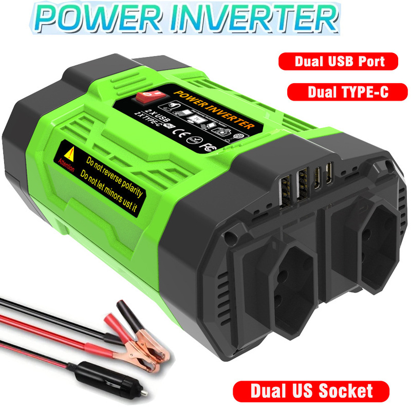 Brazil Standard Power Inverter Dc12V to Ac110V/220V Car Inverter with 4 Charging Interfaces