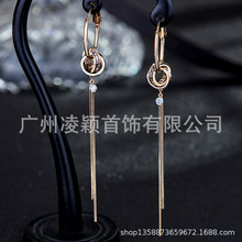 银针耳环女小众圈圈流苏韩国简约气质耳坠长款耳扣设计感网红耳饰