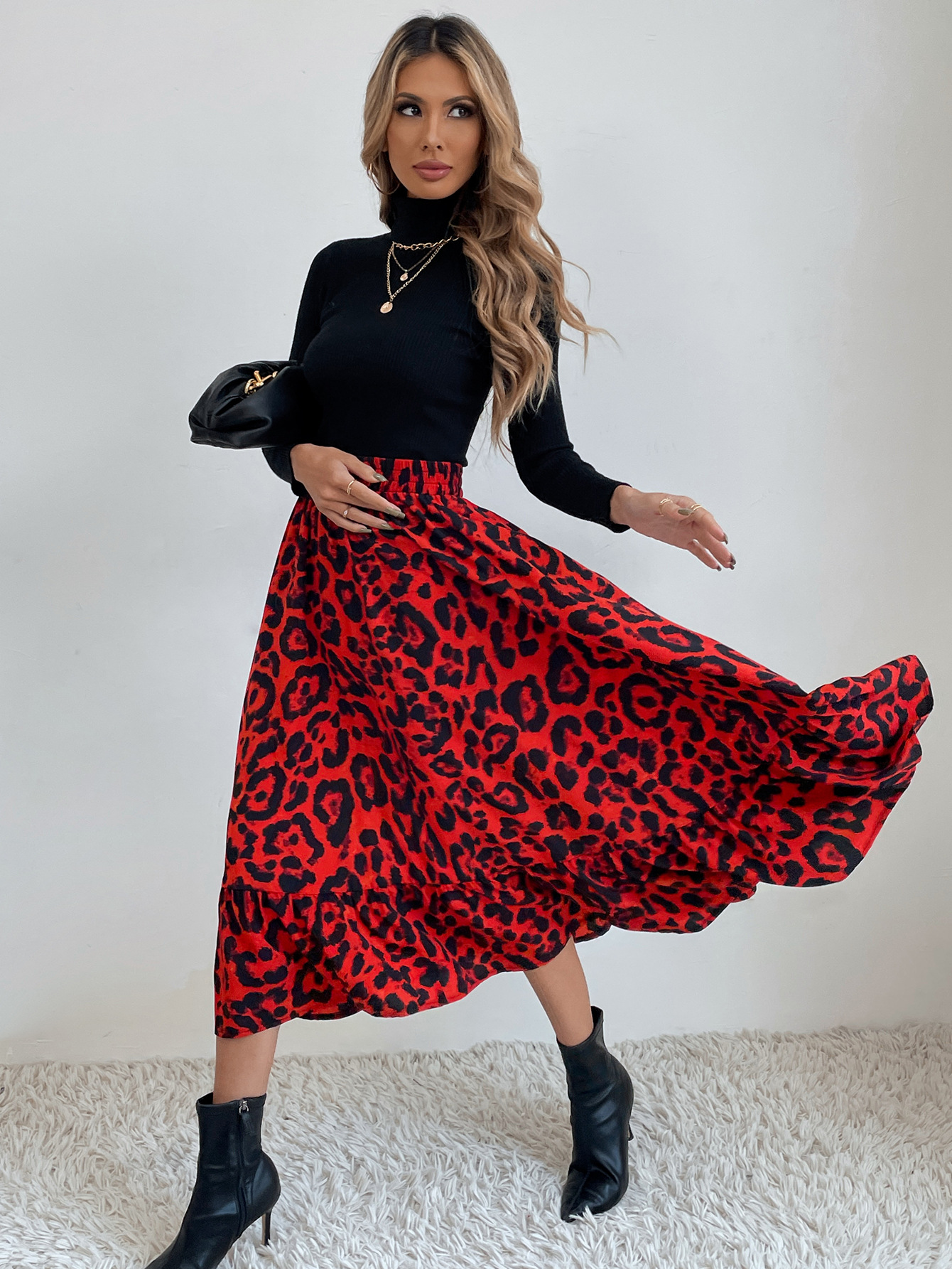 182g Weight Midi Dress Dress Length Type Skirt Dresses Type Spandex, Polyester Fabric Type High Waist Waist Line Inelastic Elasticity Holiday, Daily Occasion Regular Fit Fit Type Ditsy Floral, Leopard Pattern Spring, Autumn Season Women's Gender Casual, Streetwear Style Spring Autumn Casual Streetwear Ditsy Floral Leopard Spandex Polyester Midi Dress Skirts 39