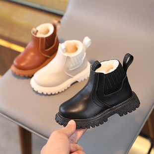Children's Martin Boots 2025 New Autumn and Winter Girls' Shoes fleece-lined Thickened Baby Cotton Boots British Style Boys' Ankle Boots