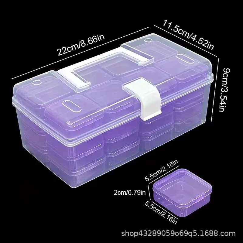 32 グリッド透明プラスチック収納ボックス大容量ポータブル透明ボックス文具衣類雑貨収納ボックス|undefined