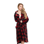 法兰绒睡衣女居家宽松服纯色加绒睡衣