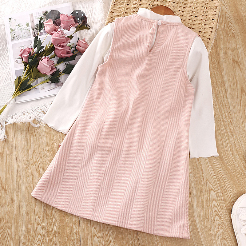 Set primavera e autunno edizione coreana Top lavorato a maglia a maniche lunghe per bambina con gonna con cinturino Abbigliamento per bambini_voghion.com