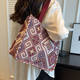 Large-capacity Ethnic Style Bag 2023 Popular Canvas Bag Hand-woven Tote Bag Women's ins Shoulder Handbag