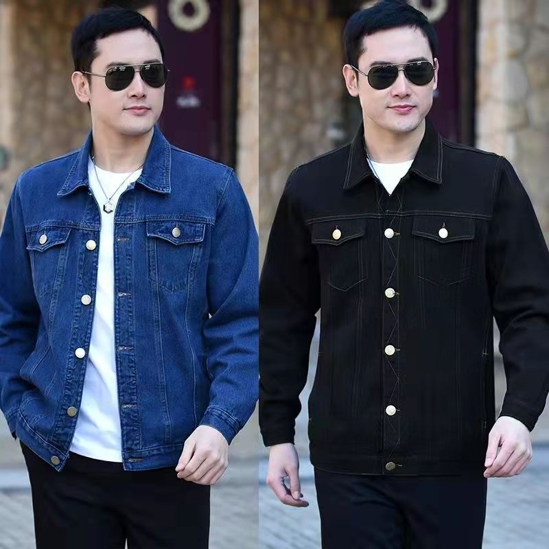 Middle-aged and Elderly Denim Jacket Men's Top Spring and Autumn Men's Gown Work Clothes Loose Middle-aged Men's Denim Jacket