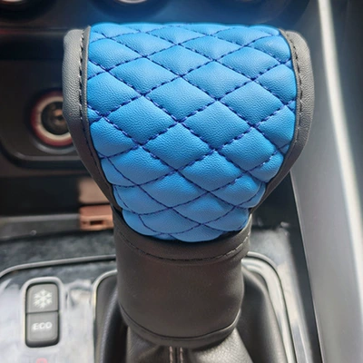 Cover Steering Wheel Cover Cross-Border, Sürətlər qutusu və əl tormozu başlıqları - black-and-blue-gear-handle-cover