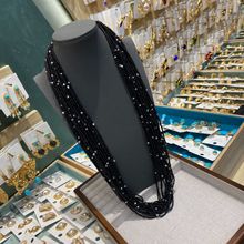新款多层黑色小米珠琉璃串珠项链波西米亚风叠戴项链锁骨链女批发