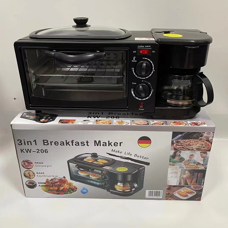 Foreign trade three-in-one breakfast machine household electric oven 110V220V multi-function roasting machine coffee bread machine export