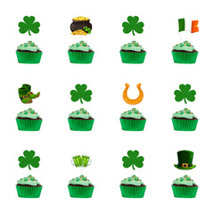 Cross-border Saint Patrick's Day cake decoration plug-in shamrock lucky grass coin jar insert badge wholesale customization