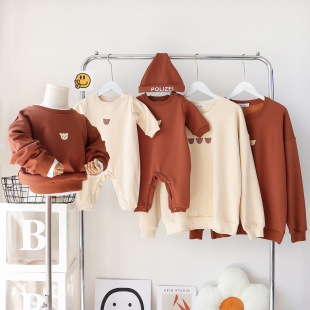 In Stock 2025 New Autum Family Clothing New Sweatshirt Autum Classic Color Family of Four Baby Crawling Clothing Family Clothing