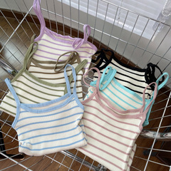 Striped knitted camisole women's suit inside suit summer outer wear sexy large size slimming bottoming sleeveless top