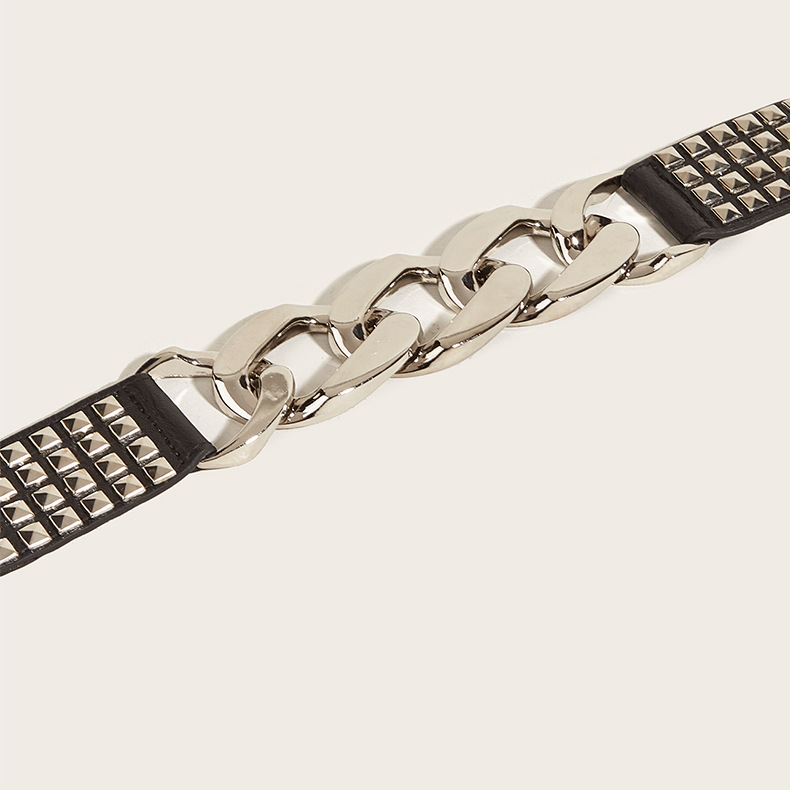 Sweet Oval Pu Leather Rivet Women's Chain Belts 1 Piece display picture 5