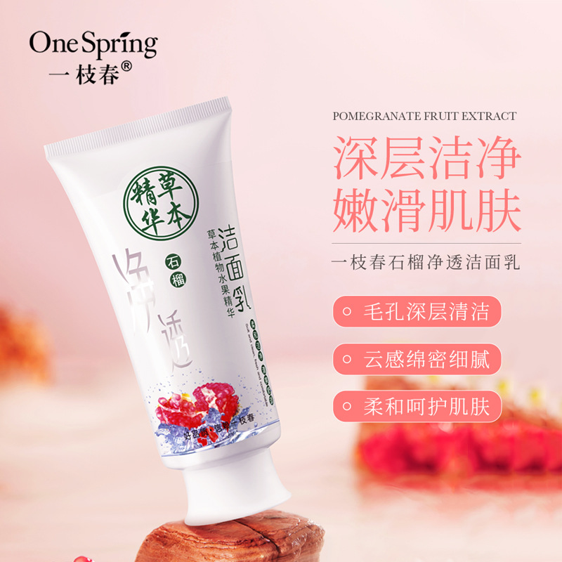 跨境一枝春石榴洁面乳200g 净澈深层清洁保湿洗面奶外贸工厂批发