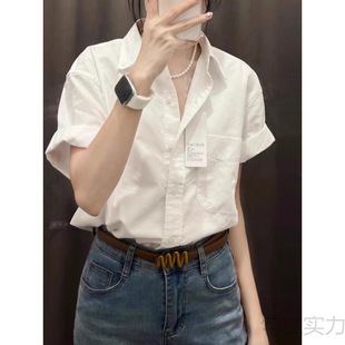 Casual Korean Fashionable High-End Versatile Short-Sleeved Shirt for Women Simple Summer Wear Workplace Wear Loose Solid Color Top