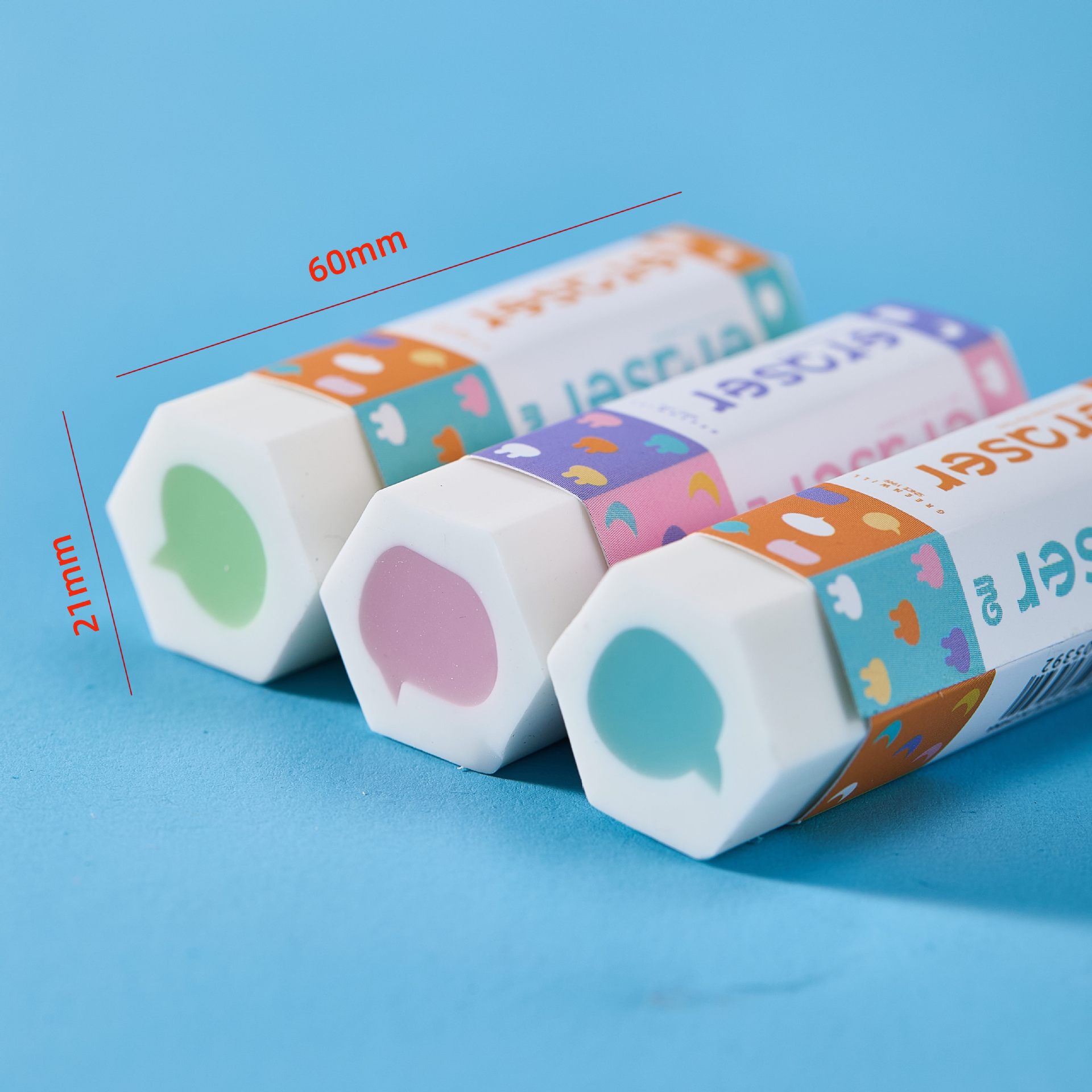 Borrador hexagonal Estudiante Boceto de arte Lápiz de lápiz Limpiar palabras en tiras Borrador de dibujo Menos migajas sin dejar marcas