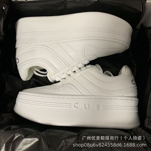High-end Arc de Triomphe 2025 New Lace-up Genuine Leather Fashion Women's Height-increasing Casual All-match Platform White Shoes