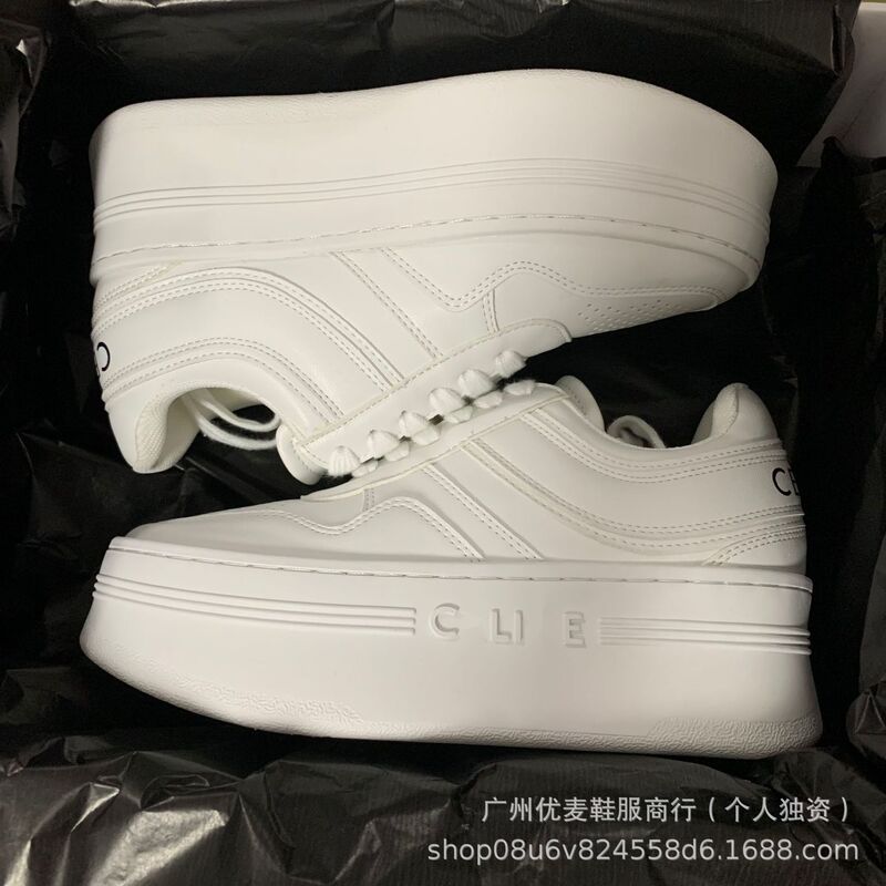 High-end Arc de Triomphe 2025 New Lace-up Genuine Leather Fashion Women's Height-increasing Casual All-match Platform White Shoes High-end Arc de Triomphe 2025 New Lace-up Genuine Leather Fashion Women's Height-increasing Casual All-match Platform White Shoes