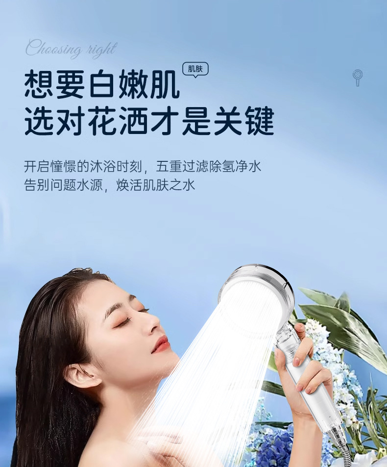 ins pressurized soft water filtration showerhead, acrylic household dual chlorine removal and antibacterial water purification shower head undefined