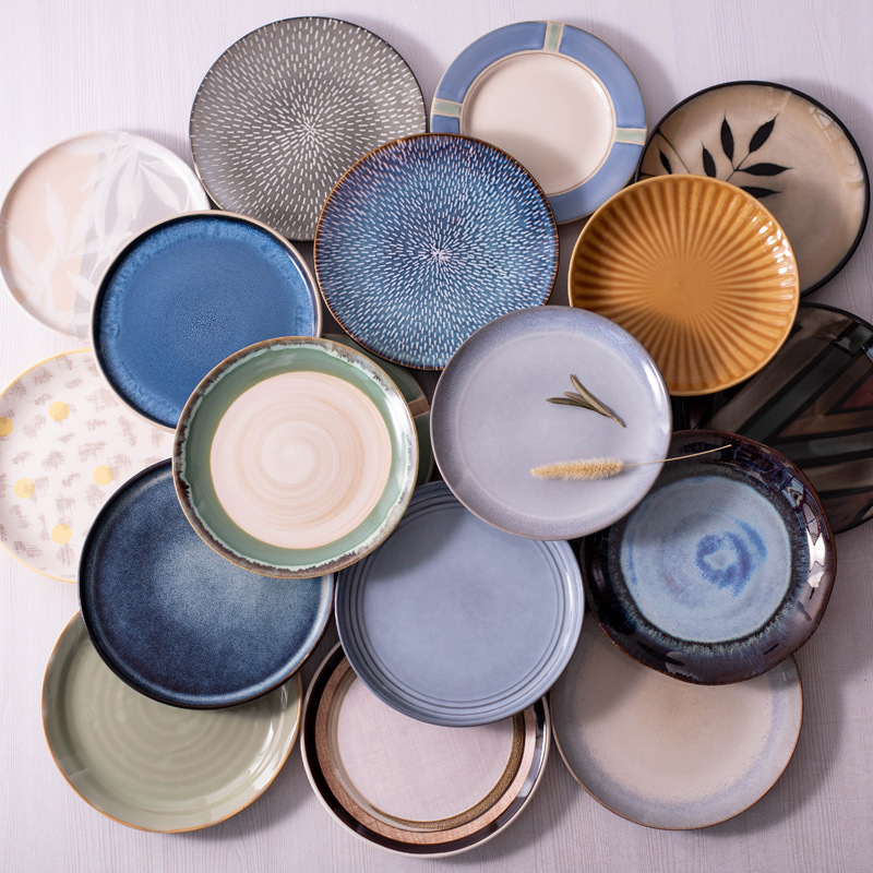 8英寸陶瓷盘子家用菜盘创意餐具碟子水果圆盘西餐馆牛排盘沙拉盘