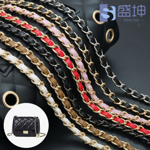Small scented leather chain phone case with leather chain shoulder strap, hand-held crossbody bag strap, no buckle backpack strap accessories