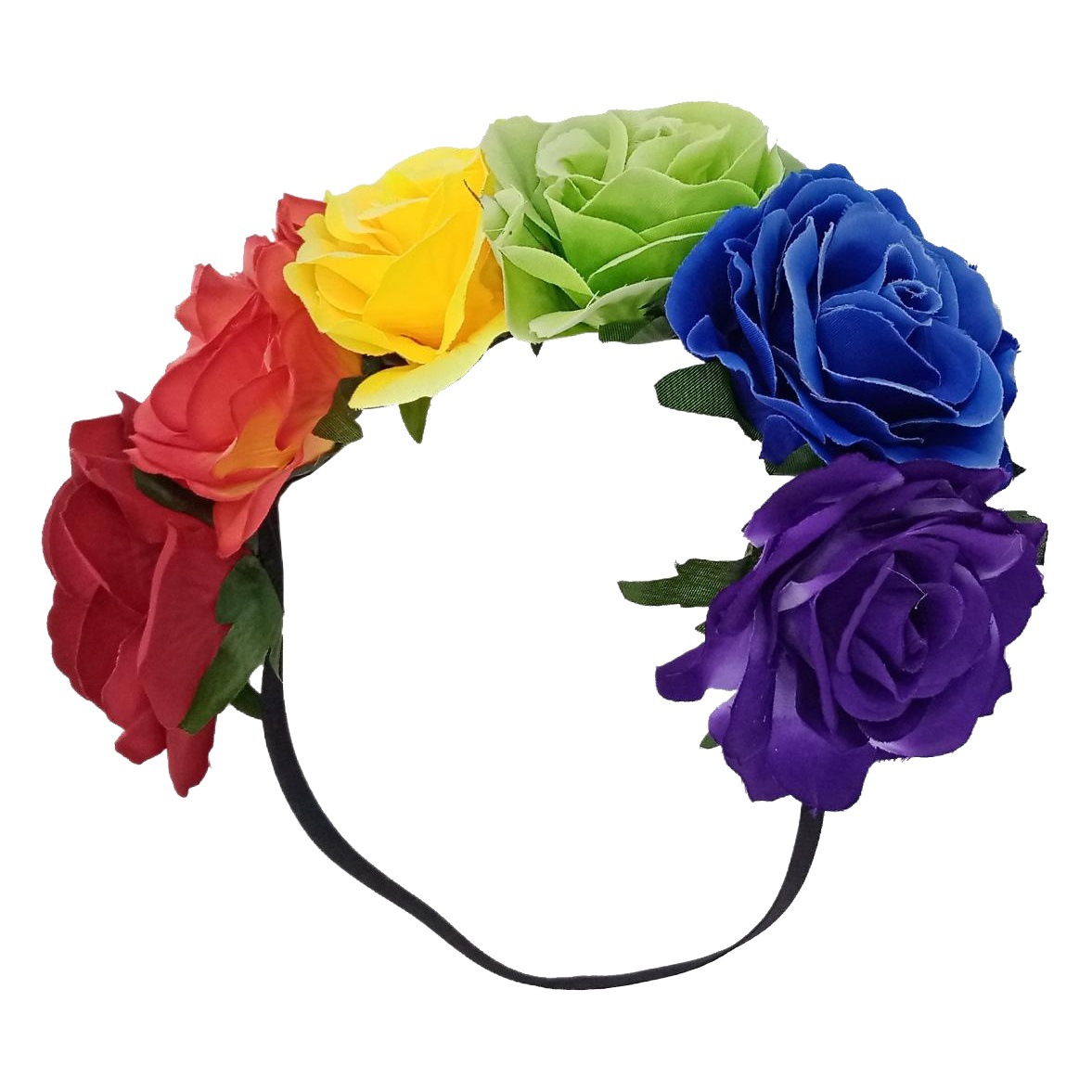 Hawaii 6 colores Arco Iris guirnalda banda para el cabello Amazon Venta caliente 11CM tela flor artificial accesorios para el cabello tocado de novia