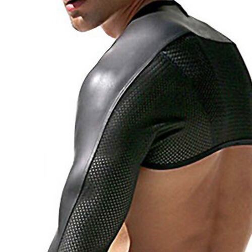 Cross-border European and American men's fetish patent leather outfit nightclub performance uniform seductive biker suit men's fetish underwear B328