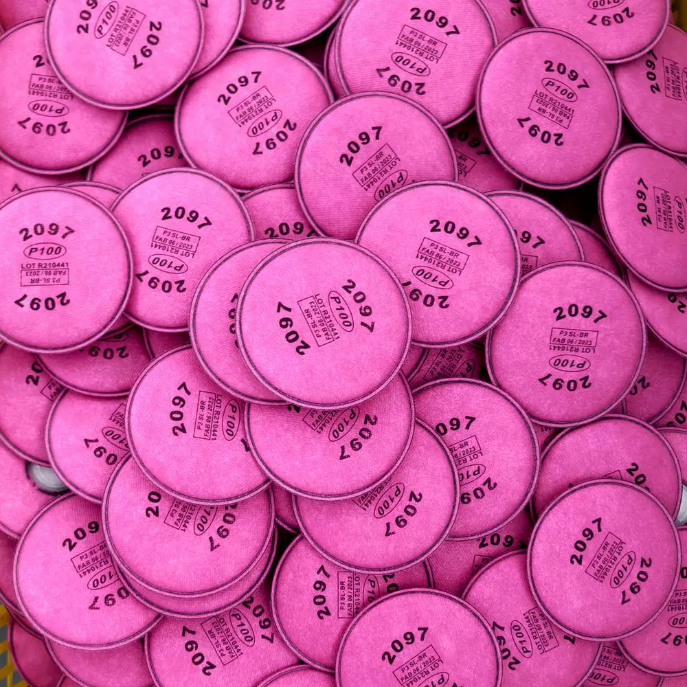 2091/2097过滤棉加厚电焊防尘打磨煤矿防毒玻璃纤维颗粒物红圆棉