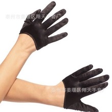 速卖通 派对服饰配件短款半掌DS手套黑白酒吧舞会色丁缎面手套