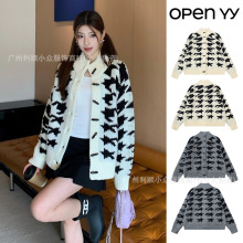 现货韩国open yy 针织开衫女2025秋冬新款迪丽热巴同款毛衣外套男