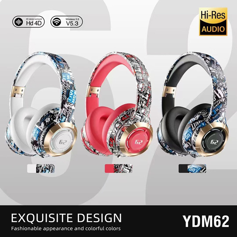 Cross-border new wireless Bluetooth headset creative headset skull graffiti portable foldable ultra-long battery life